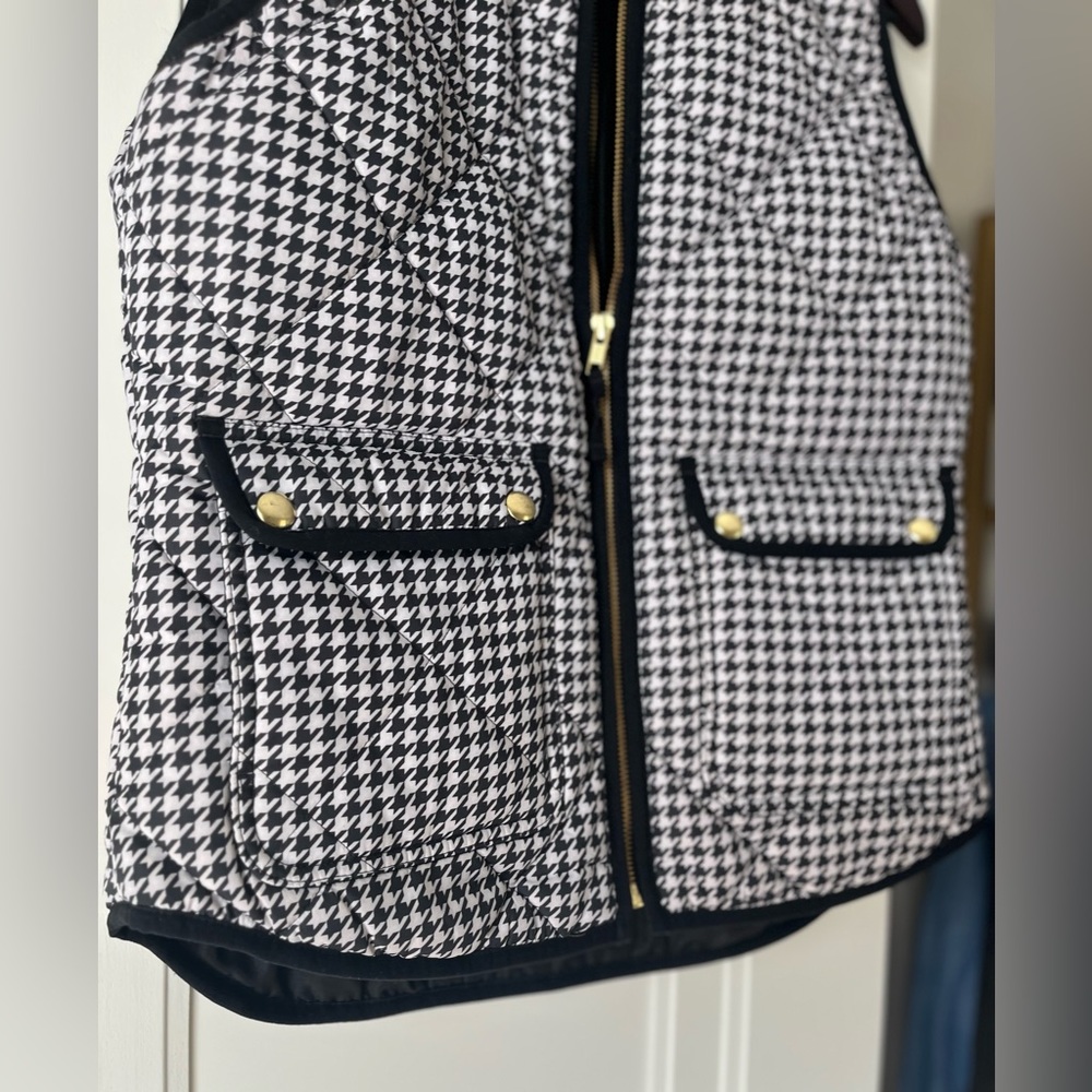 J Crew Herringbone Black & White Gold Vest Size XS - Picture 2 of 7